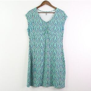 Title Nine Diamalete Cap Sleeve‎ Athletic Dress Green Print Size L